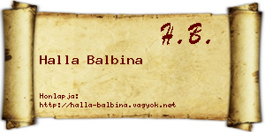 Halla Balbina névjegykártya